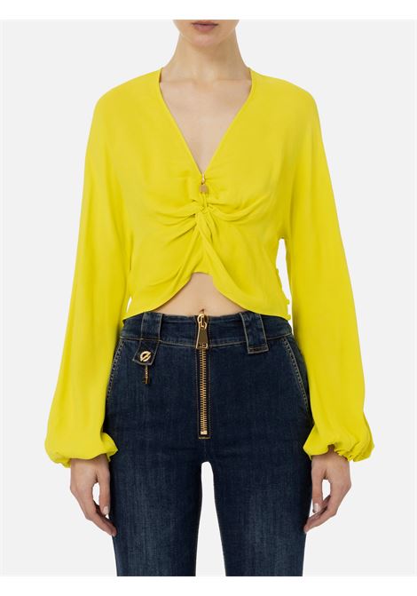 Blusa cropped in georgette di viscosa con nodo Elisabetta Franchi ELISABETTA FRANCHI | Camicie | CA05142E2271